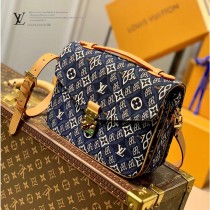 LV 原版皮 M57395 藍色牛仔布包1854系列郵差包