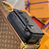 LV 原版皮 M57307 黑色全皮壓花STEAMER 郵差包