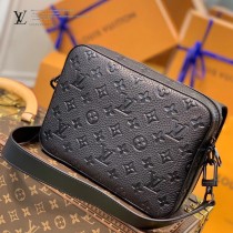 LV 原版皮 M57307 黑色全皮壓花STEAMER 郵差包