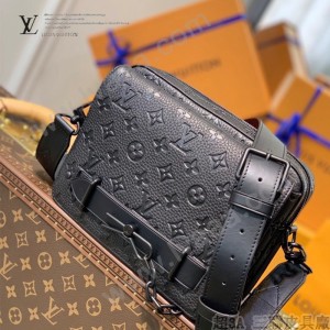 LV 原版皮 M57307 黑色全皮壓花STEAMER 郵差包