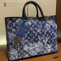 LV頂級原單M57284 新款GRAND SAC 牛仔布系列購物袋公文包
