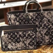 LV頂級原單M57284 新款GRAND SAC 牛仔布系列購物袋公文包