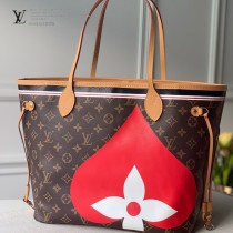 LV原版皮 m57452 撲克NEVERFULL 中號手袋購物袋