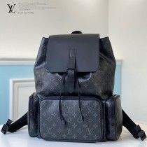 LV原版皮 M45670 黑花TRIO 雙肩包