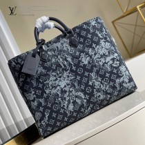 LV頂級原單M57284 新款GRAND SAC 牛仔布系列購物袋公文包