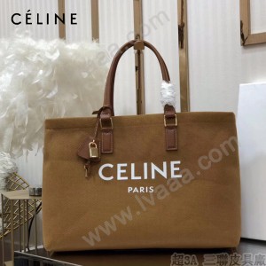 CELINE 賽琳-01 Tote黃棕色沙灘購物包