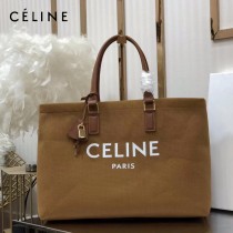 CELINE 賽琳-01 Tote黃棕色沙灘購物包