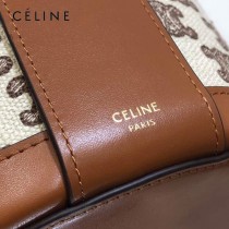 CELINE 賽琳 195192-03  原單 CELINE TAMBOUR TRIOMPHE 新款圓形盒子包刺繡織布配牛皮革中號手袋