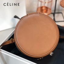 CELINE 賽琳 195192-05  原單 CELINE TAMBOUR TRIOMPHE 新款圓形盒子包刺繡織布配牛皮革中號手袋