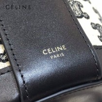 CELINE 賽琳 195192-04  原單 CELINE TAMBOUR TRIOMPHE 新款圓形盒子包刺繡織布配牛皮革中號手袋