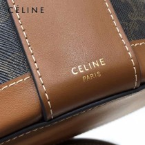 CELINE 賽琳 195192-01  原單 CELINE TAMBOUR TRIOMPHE 新款圓形盒子包刺繡織布配牛皮革中號手袋