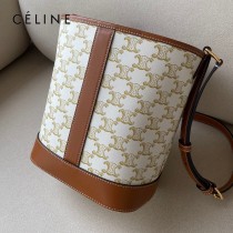 CELINE 賽琳-02  原單 TRIOMPHE CANVAS标志印花老花小号水桶包