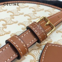 CELINE 賽琳 195192-05  原單 CELINE TAMBOUR TRIOMPHE 新款圓形盒子包刺繡織布配牛皮革中號手袋