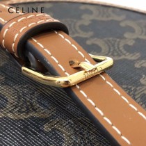 CELINE 賽琳 195192-01  原單 CELINE TAMBOUR TRIOMPHE 新款圓形盒子包刺繡織布配牛皮革中號手袋