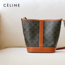 CELINE 賽琳-01  原單 TRIOMPHE CANVAS标志印花老花小号水桶包