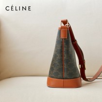 CELINE 賽琳-01  原單 TRIOMPHE CANVAS标志印花老花小号水桶包