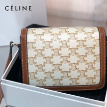 CELINE 賽琳 188423 原單 CELINE TRIOMPHE凱旋門Teen Box 老花料配牛皮邊郵差包豆腐包
