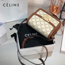 CELINE 賽琳 188423 原單 CELINE TRIOMPHE凱旋門Teen Box 老花料配牛皮邊郵差包豆腐包