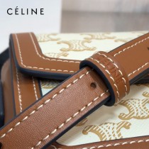CELINE 賽琳 188423 原單 CELINE TRIOMPHE凱旋門Teen Box 老花料配牛皮邊郵差包豆腐包