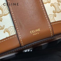CELINE 賽琳 195192-05  原單 CELINE TAMBOUR TRIOMPHE 新款圓形盒子包刺繡織布配牛皮革中號手袋