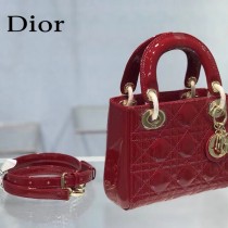 Dior-02  迪奧 Lady Dior 小号漆皮四格菱格戴妃包