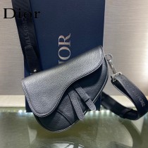 Dior-03  迪奧原版皮新款Dio Saddle Bag 迪20新款老花藍馬鞍包腰包胸包