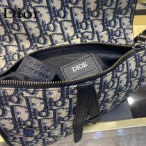 Dior-01  迪奧原版皮新款Dio Saddle Bag 迪20新款老花藍馬鞍包腰包胸包