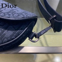 Dior-02  迪奧原版皮新款Dio Saddle Bag 迪20新款老花藍馬鞍包腰包胸包