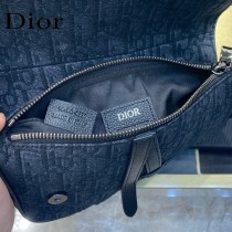 Dior-02  迪奧原版皮新款Dio Saddle Bag 迪20新款老花藍馬鞍包腰包胸包