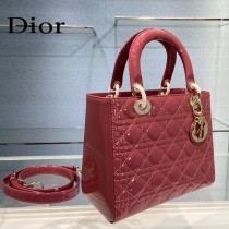 Dior-01  迪奧 Lady Dior 漆皮五格菱格中號戴妃包