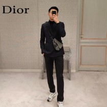 Dior-01  迪奧原版皮新款Dio Saddle Bag 迪20新款老花藍馬鞍包腰包胸包