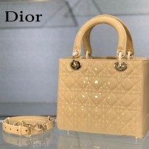 Dior-03  迪奧 Lady Dior 漆皮五格菱格中號戴妃包