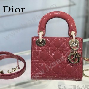 Dior-01  迪奧 Lady Dior 小号漆皮四格菱格戴妃包