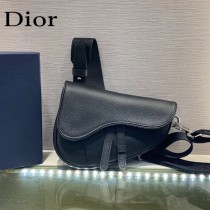 Dior-03  迪奧原版皮新款Dio Saddle Bag 迪20新款老花藍馬鞍包腰包胸包