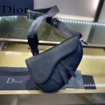 Dior-03  迪奧原版皮新款Dio Saddle Bag 迪20新款老花藍馬鞍包腰包胸包