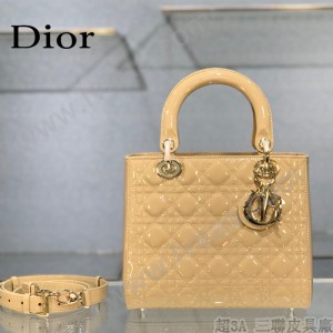 Dior-03  迪奧 Lady Dior 漆皮五格菱格中號戴妃包