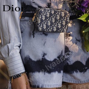 Dior 迪奧原單新款藍色 Oblique 印花腰包
