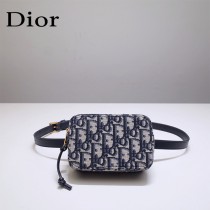 Dior 迪奧原單新款藍色 Oblique 印花腰包