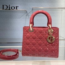 Dior-01  迪奧 Lady Dior 漆皮五格菱格中號戴妃包