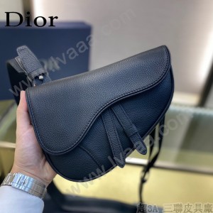 Dior-03  迪奧原版皮新款Dio Saddle Bag 迪20新款老花藍馬鞍包腰包胸包