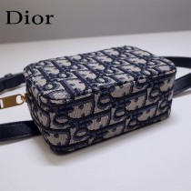 Dior 迪奧原單新款藍色 Oblique 印花腰包