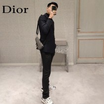 Dior-02  迪奧原版皮新款Dio Saddle Bag 迪20新款老花藍馬鞍包腰包胸包