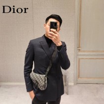 Dior-01  迪奧原版皮新款Dio Saddle Bag 迪20新款老花藍馬鞍包腰包胸包