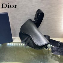 Dior-03  迪奧原版皮新款Dio Saddle Bag 迪20新款老花藍馬鞍包腰包胸包