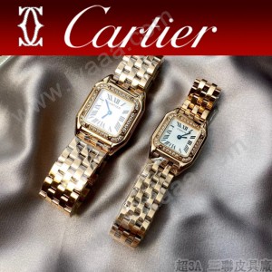 卡地亞CARTIER原單獵豹PANTHERE DE系列瑞士鑲鉆款石英方形手表