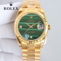 ROLEX恒动劳力士日志36孔雀石星期日历型