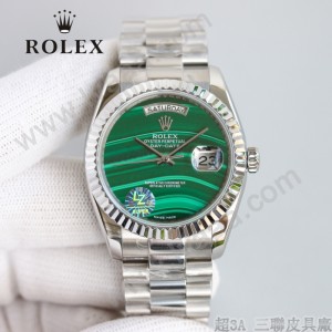 ROLEX恒动劳力士日志36孔雀石星期日历型