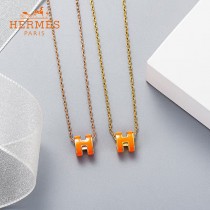 HERMES小號愛馬仕項鏈 玫瑰金色，金色白，粉，紅，橙，黑，灰，藍，綠，奶茶色9種滴油色迷你號愛馬仕琺瑯項鏈