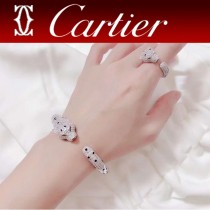 Cartier卡地亞霸氣花斑黑豹鑲鉆手鐲 豹手鐲 Panthere de Cartier豹子手鐲