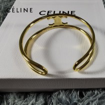 賽琳 celine 高版本 新款金色凱‮門旋‬標誌logo開口手鐲